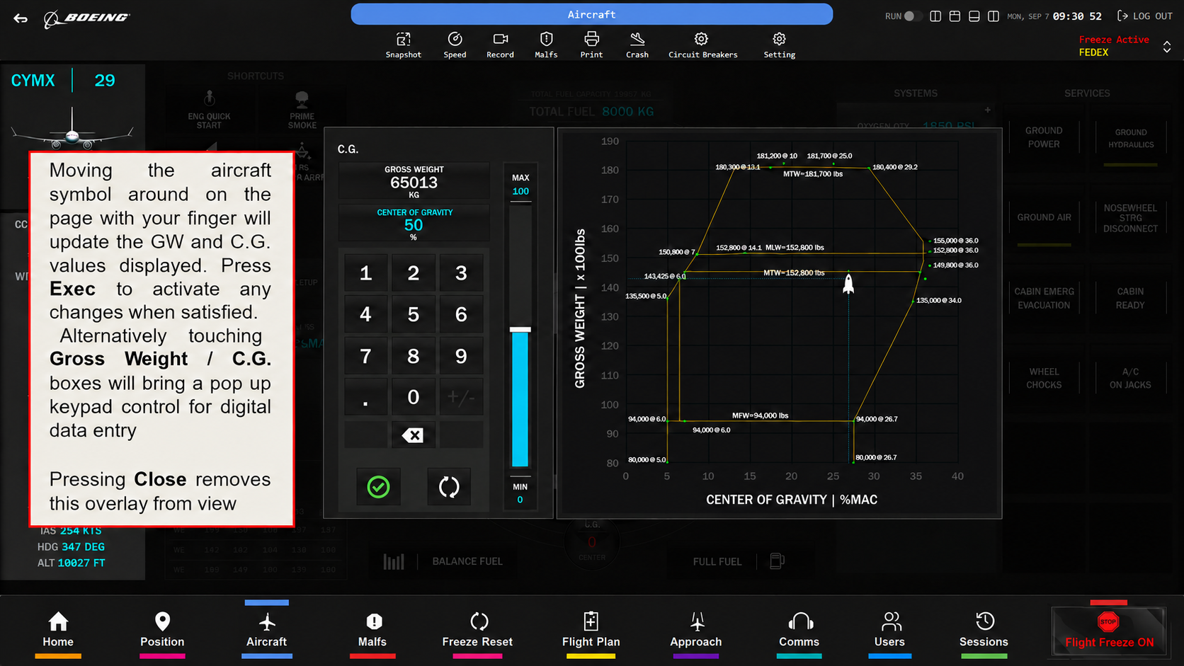 SKYE IOS aircraft configuration controls